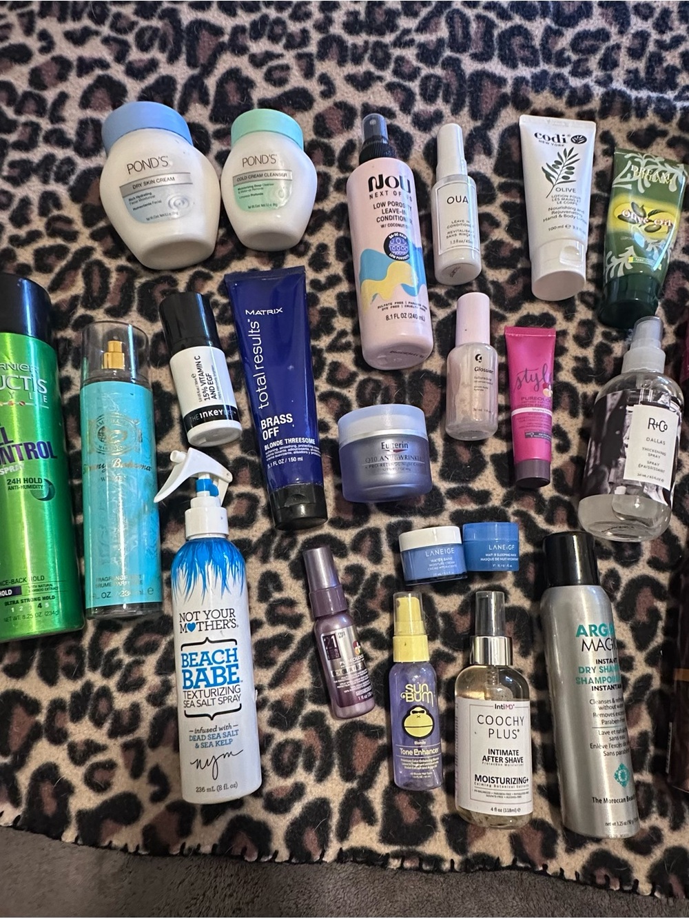 Assorted Hair & Skin Care Lot with Blue, White, Green Packaging